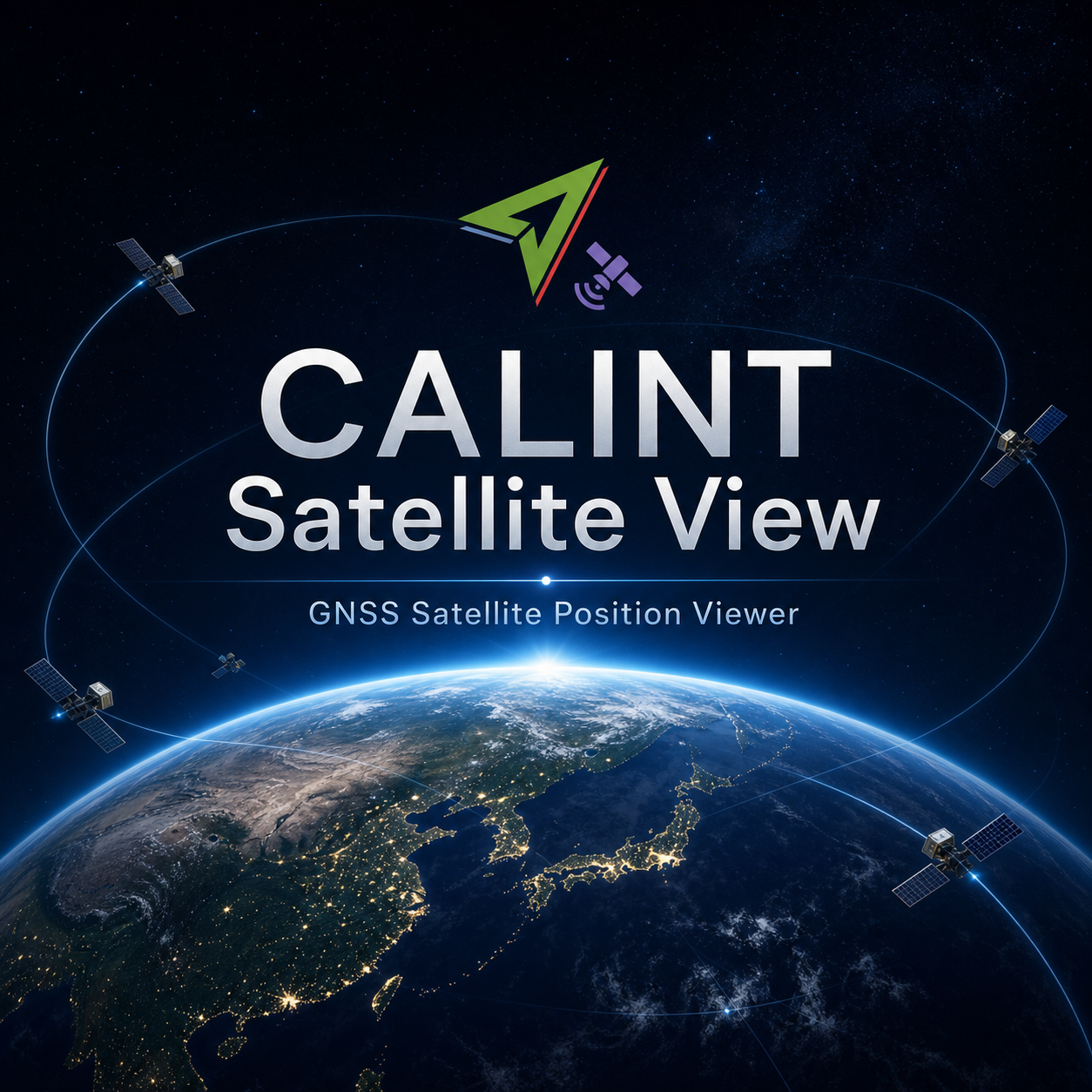 地球と測位衛星を描いたCALINT Satellite Viewのビジュアル